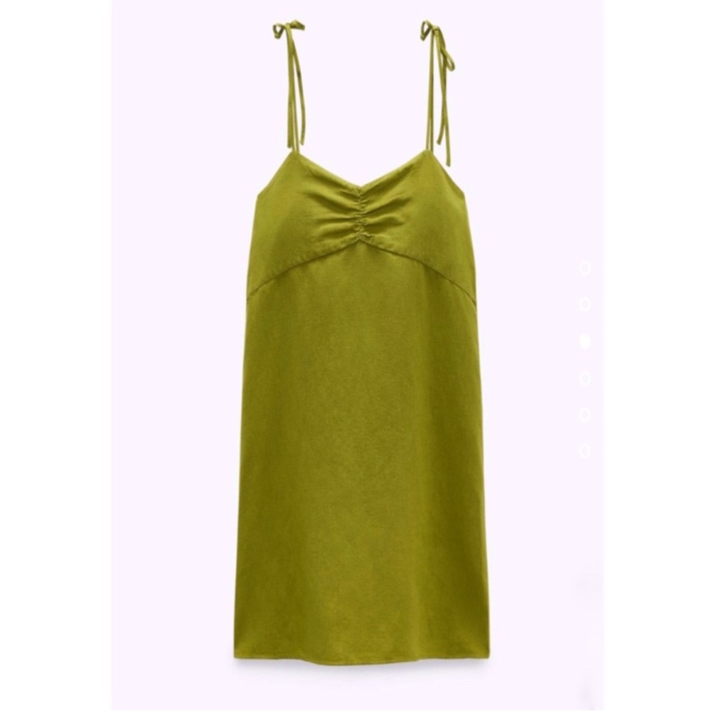 Zara Olive Green Slip Dress - Picture 2 of 3